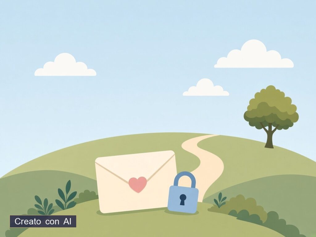 Busta e lucchetto — illustrazione originale creata con AI